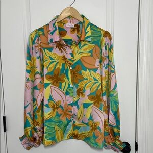 Pink Lily Women’s Tropical Floral Blouse Multi M
